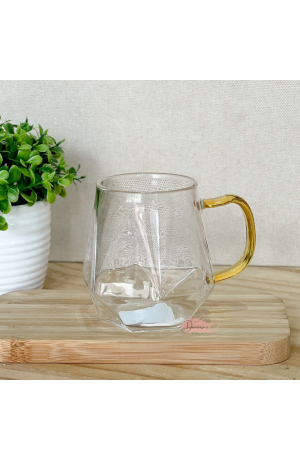 Caneca de Vidro Diamante 330ml c\ Alça Ambar