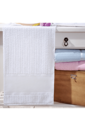 Toalha de Lavabo ponto Russo - Branca