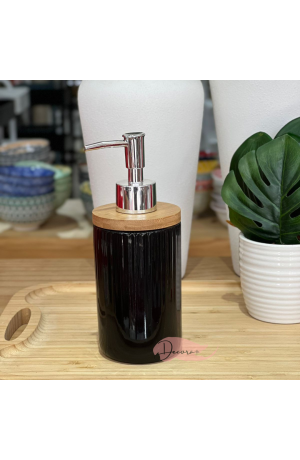 Porta Sabonete Liquido de Cerâmica Preto 250ml - 7cm X 18cm