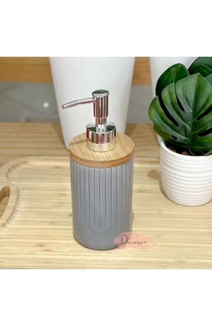 Porta Sabonete Liquido de Cerâmica Cinza  250ml - 7cm X 18cm