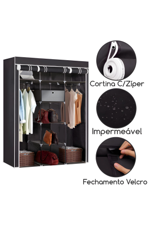 Guarda Roupas Preto Desmotavel Mobilis - 130cm X 45cm X 170cm
