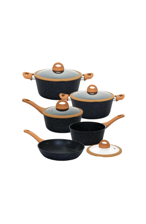 Jogo de Panelas Viena Black 5 Peças em Cerâmica Por Indução