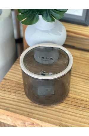 Lixeira de Mesa Redonda Fumê em Acrilico c/ Tampa  -  3L