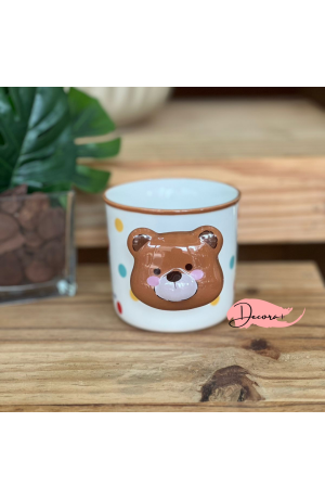 Caneca de Cerâmica Urso 380ml  - Bolinhas Coloridas