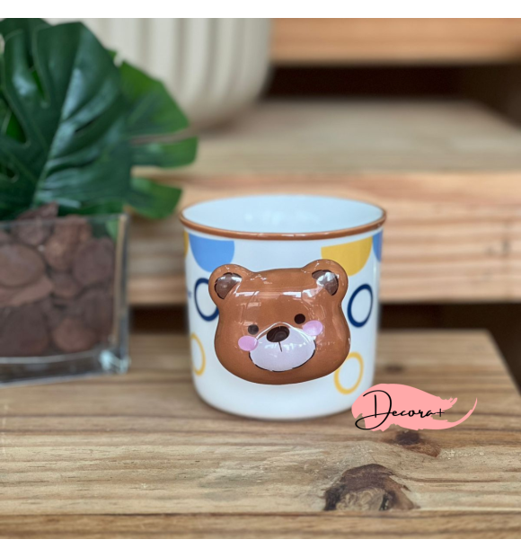 Caneca de Cerâmica Urso 380ml  - Circulos Coloridas