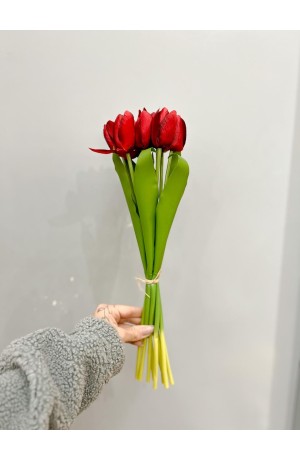 Buquê de Ramalhete Tulipa  Vermelha - 41cm ( Artificial )