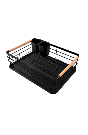 Escorredor de Loças Viena com Porta Talheres e Bandeja  - Preto
