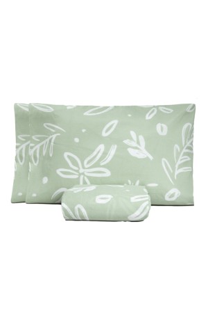 Jogo de Cama Essencialle 150 Fios Maxi Floral Verde Casal 3 Peças