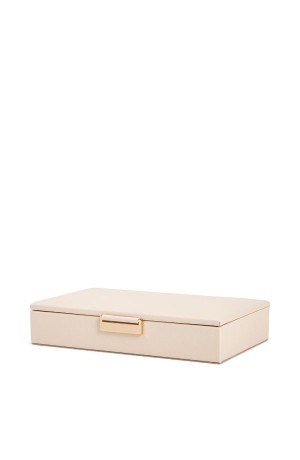 Caixa de MDF Retangular com Revestimento em PU Bege - 21cm x 12cm x 4cm