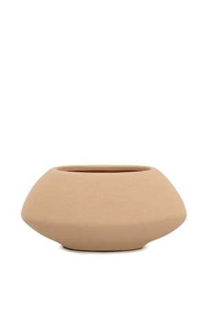 Cachepot Bege de Cerâmica - 18cm x 9,5cm