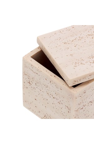 Caixa de Poliresina Quadrada c/ Tampa - Marmore Travertino Romano