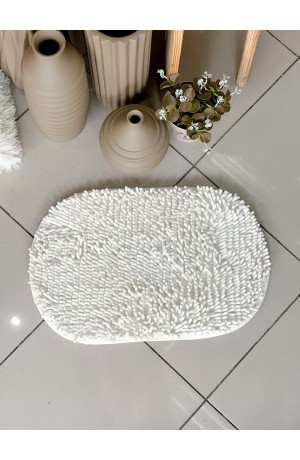 Tapete Antederrapante Macarrão Oval - Branco  38cm X 58cm