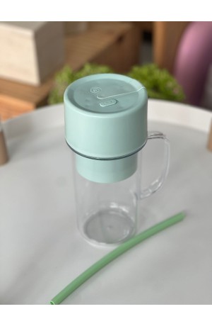 Caneca Mixer de Plástico c/ Cabo USB - Verde 450ml
