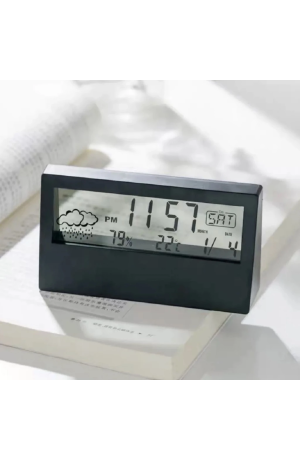 Relógio Preto Digital de Mesa - Pilha AAA - 3cm X 7,5cm X 13,5cm