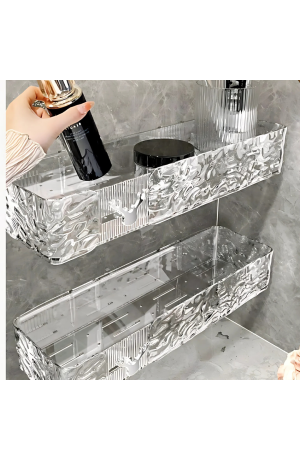 Suporte Multiuso Adesivo de Acrilico Transparente - 28cm x 11cm x 6cm