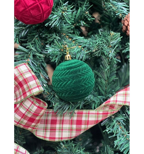 Bola de Natal Camurça Alto Relevo Verde Mod 3
