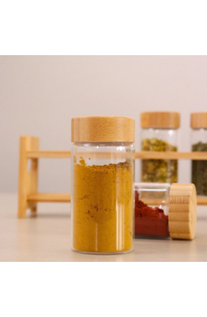 Porta Tempero com Tampa de Bambu 8cm