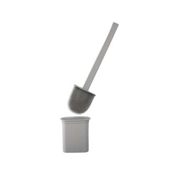 Escova Sanitária Cinza c/ Suporte e Adesivo Fixador - 8cm x 36cm
