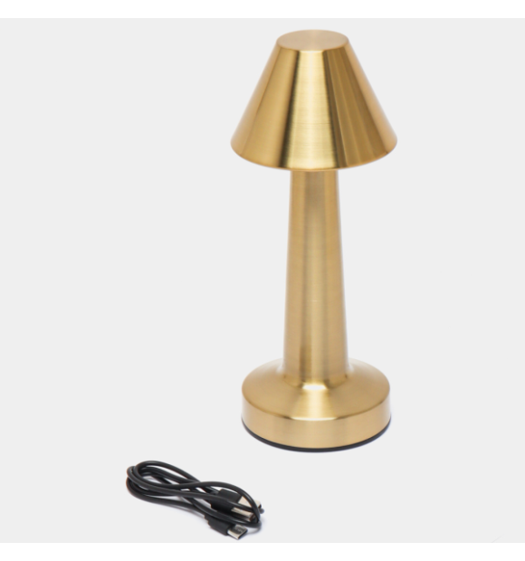 Luminária Cone de Led  Dourada Recarregavel c/ Cabo Usb  - Touch Screen