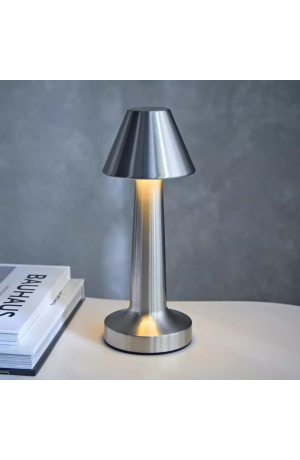 Luminária Cone de Led  Prata  Recarregavel c/ Cabo Usb - Touch Screen