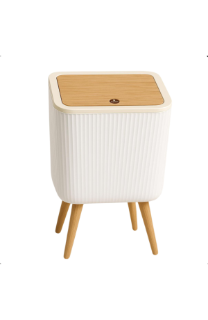 Lixeira Quadrada Retrô C/Tampa  Click 9 Litros Canelada 25 X 41,3cm