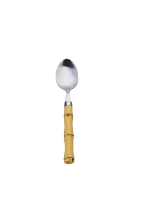 Jogo 6 Colheres de Sobremesa Inox com Cabo de Plástico Bambu Natural