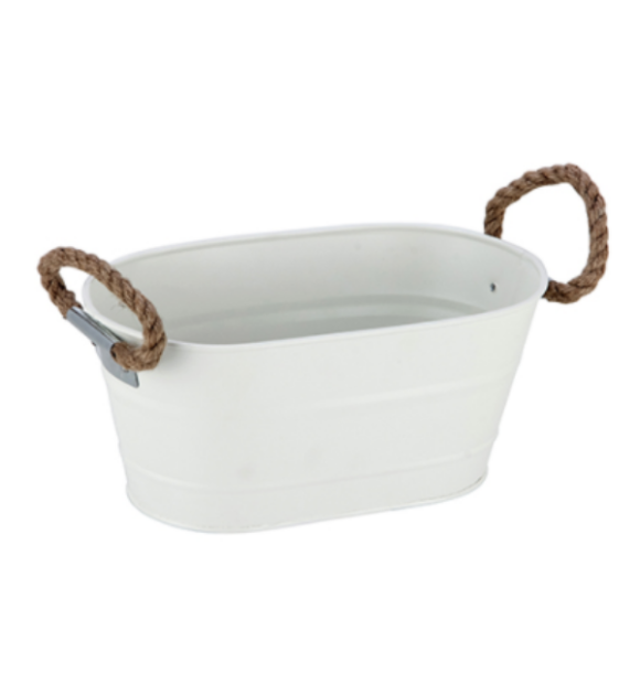 Cesta oval em Metal com alça de Corda - Sisal -
