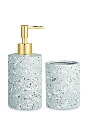 Jogo de Banheiro Cinza Granilite em Ceramica - 2 peças