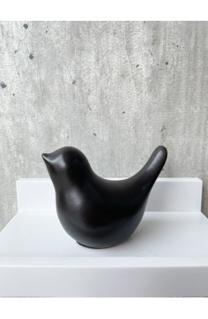 Passáro de Porcelana Grande Branco e Preto