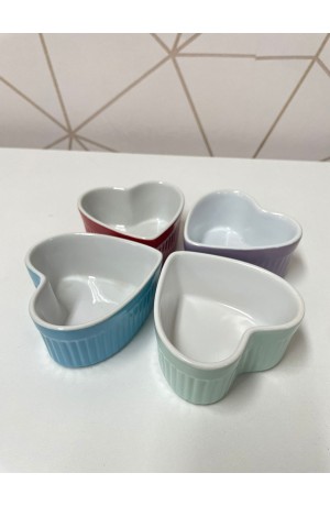 Ramekin de Coração Verde Cerâmica