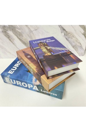 Caixa Livro Decorativa com 3 Peças  Europa / Londres
