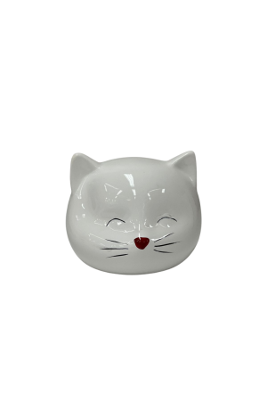 Cofre de Gatinho Branco de Porcelana 14cm x 12cm