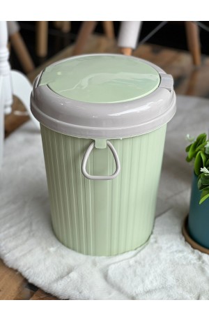Lixeira Verde de Plástico com Tampa Retrátil 32cm x 25cm x 19cm