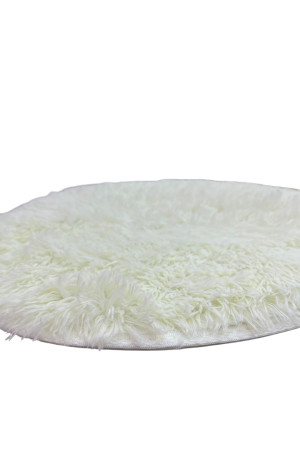 Tapete Branco Redondo 60cm - Pelinho Longo