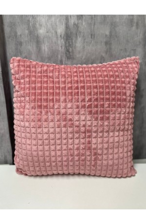 Capa de Almofada Rosa Luxo Chenille de Quadradinhos 42cm