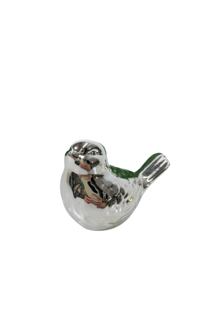 Enfeite Passáro Prata 10cm