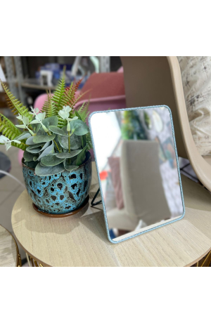 Espelho Metal Azul de Mesa