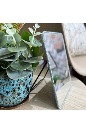 Espelho Metal Azul de Mesa