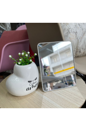 Espelho Metal Bege de Mesa