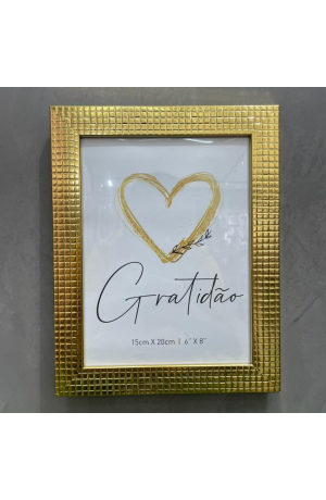 Porta Retrato Dourado de Plástico 15X20cm